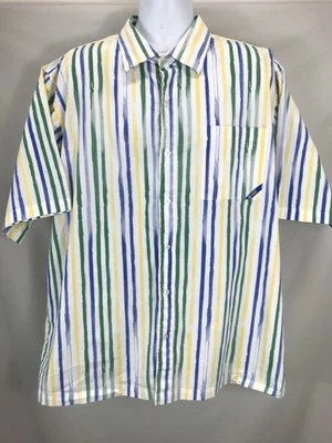 Southpole Shirt Mens XL Striped White Multicolor Short Sleeve Button Up - Image 1 of 4