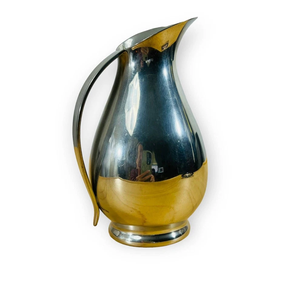 Jarra Royal Holland Daalderop Crema Cromada Mediados de Siglo Moderna 6.25" De Colección Foto 1 de 4