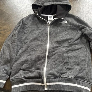 The North Face Boys Grey Fleece Hooded Jacket M (10/12) Warm EUC - Picture 1 of 7
