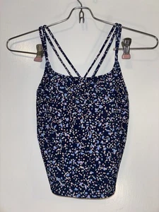 NWT Athleta Girl Blue Gold Coast Crop Tankini Top Size Large 12 Swim Beach - Picture 1 of 6