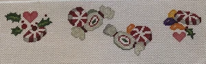 Vintage Panjo Christmas Candy Mints Holly Hearts Handpainted Needlepoint Canvas - Picture 1 of 8