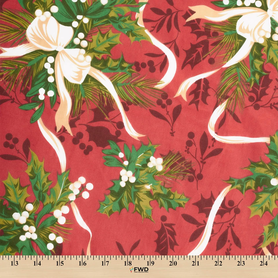 Mistletoe Floral Print Broadcloth Fabric – Multi-Color Polyester Cotton 58/60" - Image 1 of 1