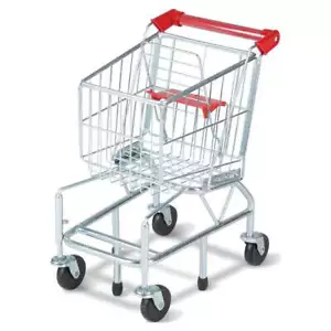 Toy Shopping Cart With Sturdy Metal Frame Pretend Play Realistic Folding Seat - Picture 1 of 8