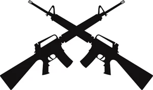 6" CROSSED M-16 RIFLES NILITARY RIFLE DECAL STICKER USA MADE - Picture 1 of 1
