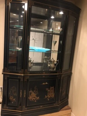 Jasper China Display Lighted Cabinet with Chinoiserie Painting - Image 1 of 3