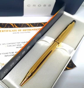 24k Gold Plated Shiny Cross Century ll Twist Ball Point Writing Pen Gift Boxed - Picture 1 of 2