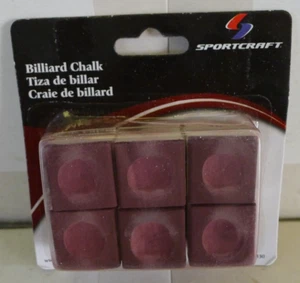 Sportcraft Billard Chalk 6-Pack Burgundy Color - NEW in Packaging - Picture 1 of 3