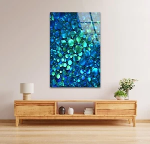 Arte de pared de vidrio abstracto de burbujas azules - Imagen 1 de 9