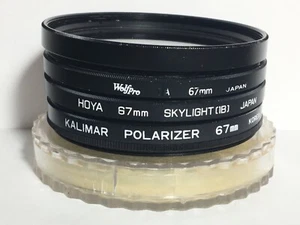 3 Filters 67mm Kalimar Polarizer Hoya Skylight 1(B) & Wolfpro 1A Filter + Bonus - Picture 1 of 8