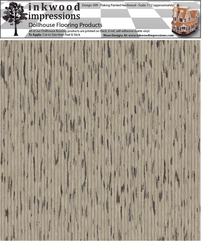 Dollhouse Miniature Black & Gold Victorian Faux Tile Flooring Sheet 1 12 Scale