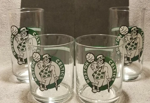 Vintage Boston Celtics 1986 World Champions Mobile Gas Station Glasses Set of 4 Cover