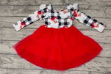 Girls Boutique Christmas Red Black Buffalo Print Santa Dress 4T NEW
