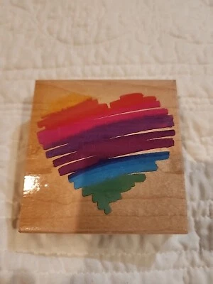 Pre-owned*VALENTINE'S DAY SKETCH OF A HEART All Night Media Wood Rubber Stamp - Image 1 of 3