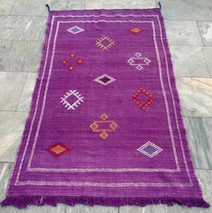 Vintage Handmade Flatweave Moroccan Silk Kilim Traditional Kilim Rug 142x85 cm - Picture 1 of 10