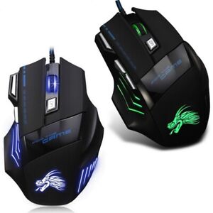 5500 DPI Gaming Mouse 7 Buttons LED Optical USB Wired Mice for Pro Gamer