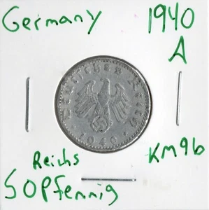 Moneda Alemania (Tercer Reich) 50 Reichspfennig 1940 A KM96 - Imagen 1 de 4