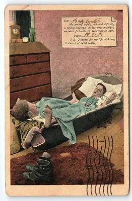 1908 PARKERSBURG WEST VIRGINIA COMEDIC COUPLE IN TUB BAMFORTH POSTCARD P3443 - Image 1 of 2