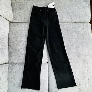 Denim Long Tall Sally Jeans Women Size US 4 LTS Tall Black Pant Stretch Wide Leg - Picture 1 of 18
