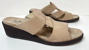 Rockport Sandals Womens 8.5 M Tan Nubuck Leather Wedge Walking Comfort Shoes - Picture 1 of 8