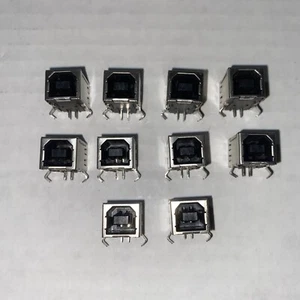 10 pcs USB Type B Female Right Angle Port Connector Solder PCB Replacement - Picture 1 of 3