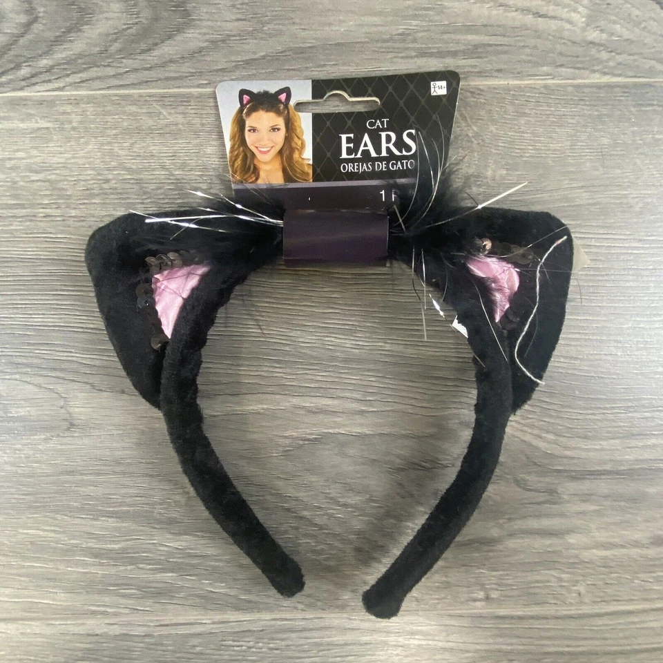 Orejas de Gato Rosa y Negro Disfraz Diadema Halloween Vestir Juegos con disfraces Amscan Foto 1 de 4