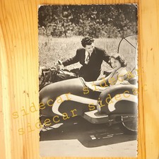 FIDANZATI COPPIA MOTO SIDECAR cartolina 1951 INNAMORATI idea san Valentino viagg