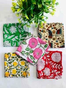 Set 24 PC Indian Hand Block Print 100% Cotton Floral Assorted Kitchen Napkin - Picture 1 of 6