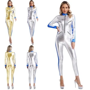 Women's Overalls One Piece Bodysuit Explorer Catsuit Zipper Leotards Birthday - Picture 1 of 33