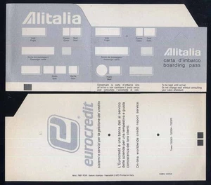 Alitalia graue Bordkarte Bordkarte Januar 1987 Eurocredit - Bild 1 von 1