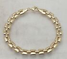 7.25" Square Oval Link Bracelet With Lobster Lock Real 14k Yellow Gold