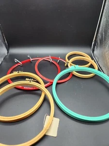 Embroidery Hoop Needlepoint Quilt Sewing 4 Wooden 2 Plastic Metal 1 Plastic - Picture 1 of 4