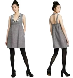 Anna Sui x Target Grey Metallic Tweed Embellished Pinafore Dress Medium - Picture 1 of 6