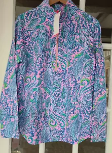 New Lilly Pulitzer Skipper Popover UPF 50+ Lilac We Mermaid It Large (06011C) - Picture 1 of 8