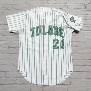 Vintage Tulane Green Wave Baseball Jersey Used Game Worn Rare Wilson - Picture 1 of 12