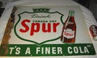 ANTIQUE NON PORCELAIN METAL SPUR COLA SODA BOTTLE CANADA DRY ADVERTISING SIGN