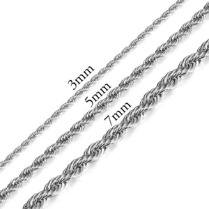 3/5/7 mm Seil Twist Gliederkette Edelstahl Halskette 16"-30" Herren Damen Kette - Bild 1 von 7