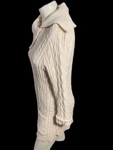 Pullover Pulli Damen Größe M camelfarben Zopfmuster Wasserfallausschnitt - Bild 1 von 14