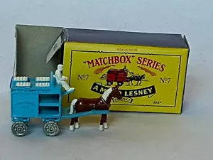 Matchbox Series A Moko Lesney No. 7 Horse Drawn Milk Cart Wagon (Light Blue) Die - Picture 1 of 3