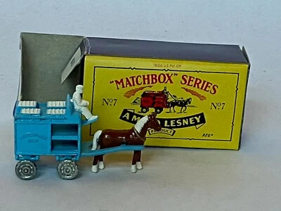 Matchbox Series A Moko Lesney No. 7 Horse Drawn Milk Cart Wagon (Light Blue) Die - Image 1 of 3