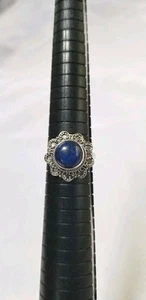 Handwerklicher handgefertigter blauer Lapislazuli Blume Ring Größe 9 Sterlingsilber - Bild 1 von 4