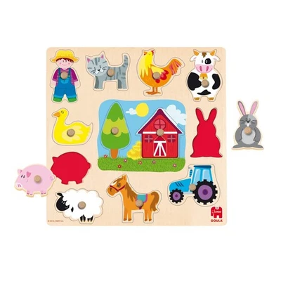 Jumbo Goula Wooden Farm Silhouettes Peg Puzzle - Image 1 of 4