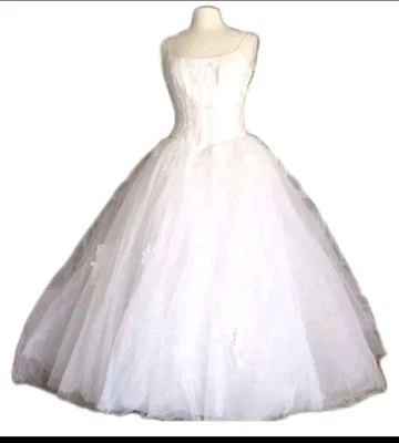Elegante Vestido de Boda/Velo/Tiara Oleg Cassini - Vestido de Baile atemporal - Vestido Talla 8 Foto 1 de 4