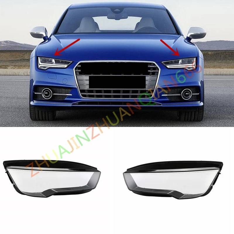 For Audi A7 S7 2016-2018 RS7 17-18 A Pair Headlight Clear Lens Shell + Glue - Image 1 of 4