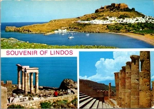 Souvenir of Lindos Rhodes Greece Vintage Postcard - Picture 1 of 2