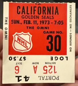 Atlanta Flames vs California Golden Seals NHL Hockey Ticket Stub 1973 The Omni - Bild 1 von 2