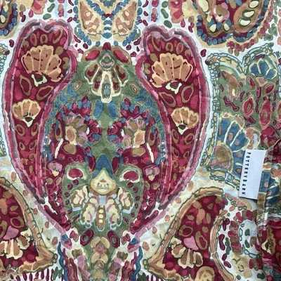 Pottery Barn Rosalie Duvet Cover Floral Paisley Warm Red Orange Queen/Full - Image 1 of 4