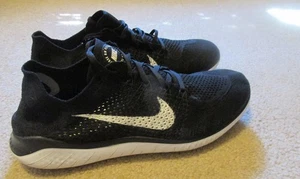 Nike Free RN Flyknit 2018 942838-001 Mens 13 Running Shoes Black White Sneakers - Picture 1 of 8