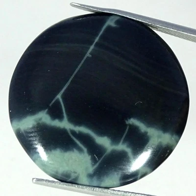 Piedra preciosa cabujón redondo obsidiana tela de araña natural de 21,90 quilates 26 mm x 4 mm Foto 1 de 4