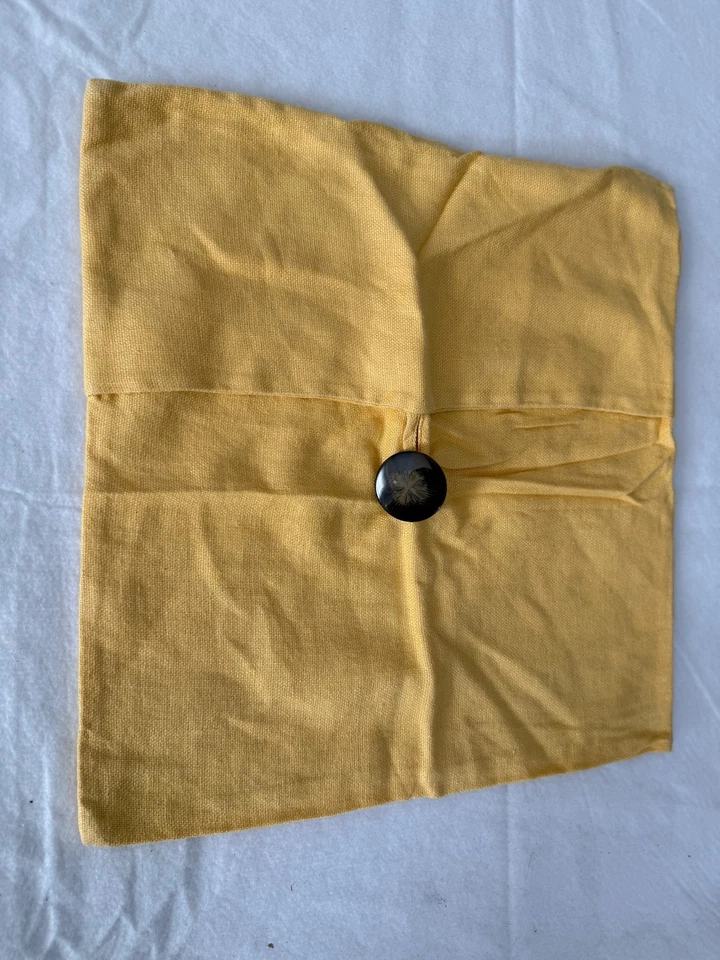 POTTERY BARN yellow linen button pillow cover 18" - Image 1 of 3