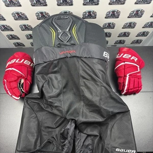 Bauer Vapor Senior Medium Hockey Pants & Gloves Set Red/Black Protective Gear - Picture 1 of 6